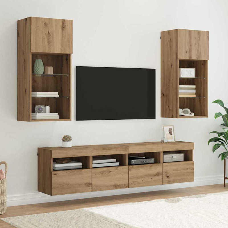 Unfinished TV Stand for TVs up to 24", Artisan Oak
