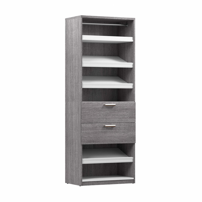Osterman Closet System, Bark Gray, 80"H x 29.5"W x 17.5"D