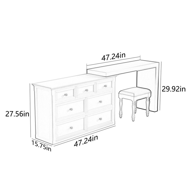 Solid wood retro style multi-functional dresser