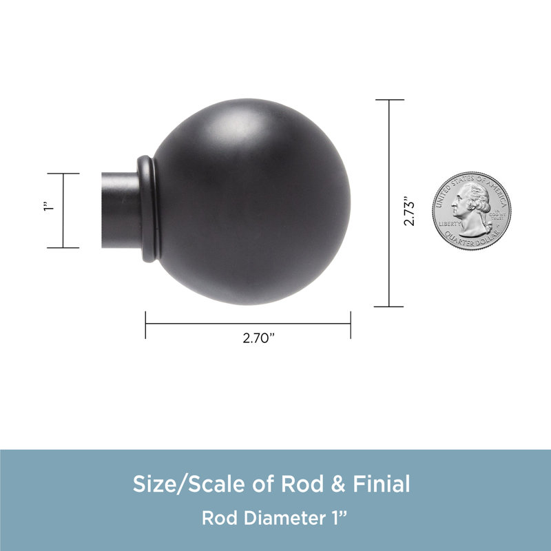 Matte Black Adjustable Double Curtain Rod with Decorative Finials