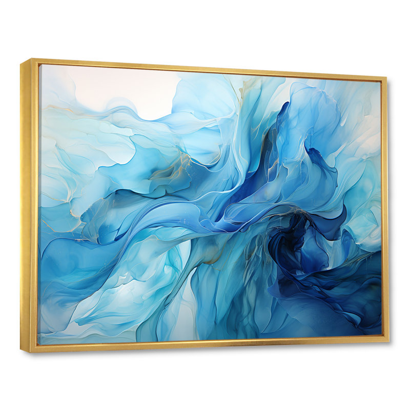 «Oceanic Rhapsody II - Abstract Landscape», impressions d'art mural_105678, H 12 po x l 20 po x P 1 po, Cadre flottant doré