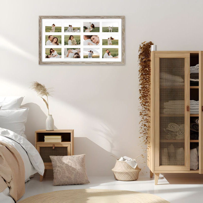 Rustic Distressed White Collage Frame Set - 12 Openings For 4X6 Photos, Ideal For Home Décor