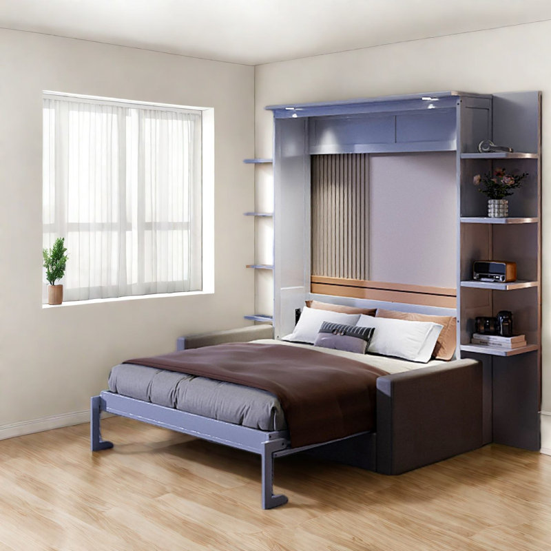 Space-saving Queen Murphy Bed With Storage Sofa, Modern Mdf Design