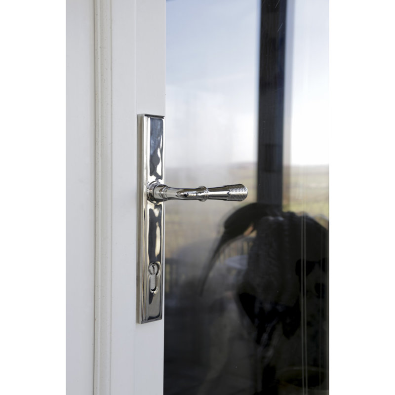 Reeded Lock Door Handle Kit, Polished Chrome