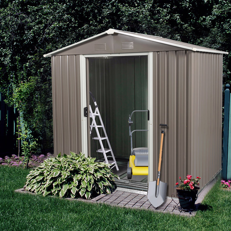 6Ft X 5Ft Outdoor Metal Storage Shed, Gray