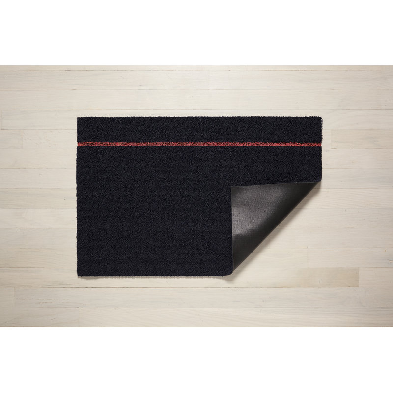 Indoor / Outdoor Doormat, Navy/Coral, 0.6cm H x 61cm W x 91cm L
