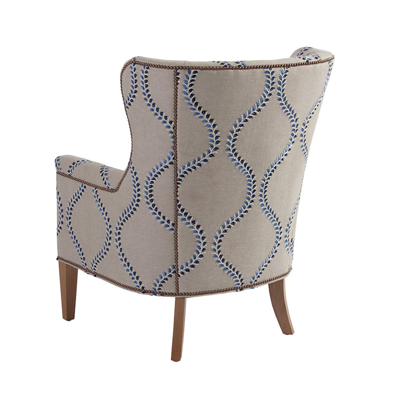 Barclay Butera Upholstery Upholstered Wingback Chair, Beige Linen, Laguna Sands