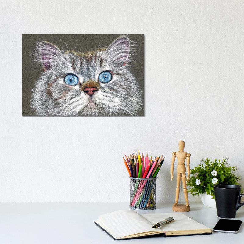 Surprised Cat by Jennifer Redstreake - Wrapped Canvas Print, 20.32 cm H x 30.48 cm W