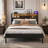 Full Size Bed Frame With Storage Headboard, Metal Platform Bed With Charging Station,  Bookcase Storage, No Box Spring Needed, Easy Assembly, Noise-Free-1337933034-1341671345
