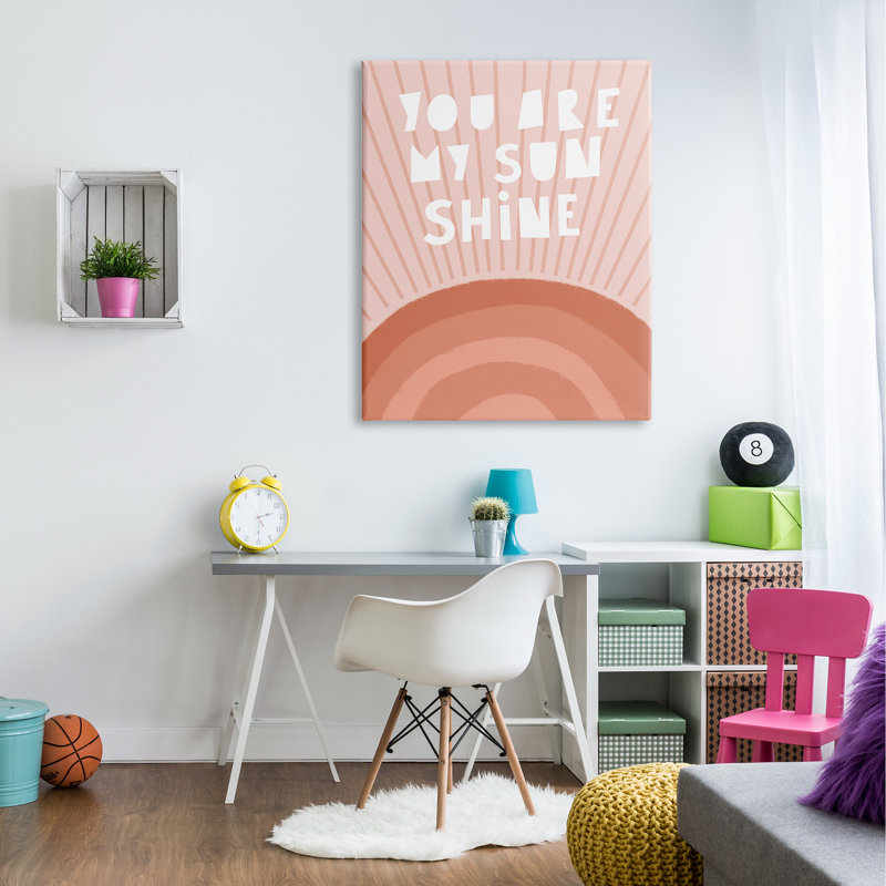 «My Sunshine Motivation», orange, rosé, arc-en-ciel, Toile tendue, H 36 po x l 48 po