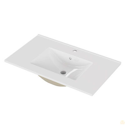 30-Inch Ceramic Bathroom Sink, Fits 30-Inch Vanity,Pre-Drilled Faucet Hole