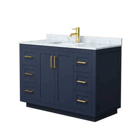Ensemble de meuble-lavabo simple autoportant avec plateau en marbre Miranda