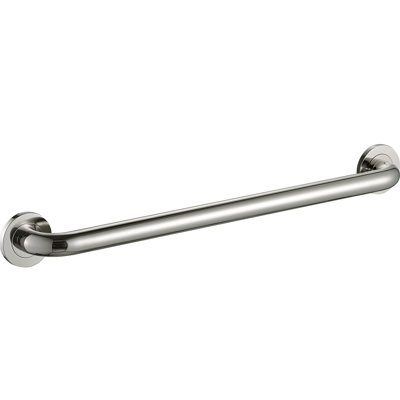 30" Wall-Mounted Round Grab Bar - Polished Nickel, Premium Brass Construction, Installation Hardware Included