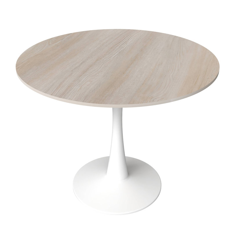 Table de salle à manger ronde avec plateau en pierre frittée et base de piédestal en acier pour 2 à 4 personnes dans la cuisine et la salle à manger