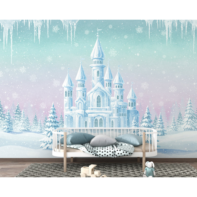 Papier peint Frozen Ice Castle | Murale 3D Winter Wonderland 303DRE, L 144 po x l 100 po, Peler et coller