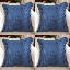 Ladd Indoor / Outdoor Floral Blue Square Throw Cushion Cover Pack Of 4