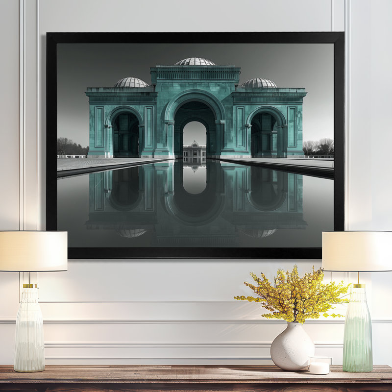 Photo de monument Taj Mahal vert et gris, H 12 po x l 20 po, Cadre simple noir