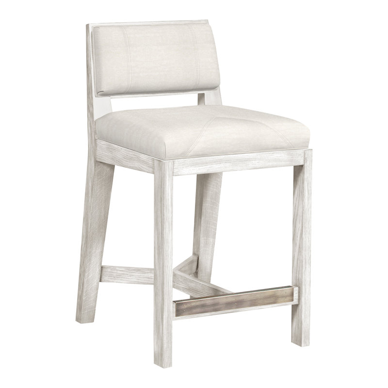 Thom Filicia Solid Wood 26.5" Counter Stool, Nadia Parchment, Casa Blanca