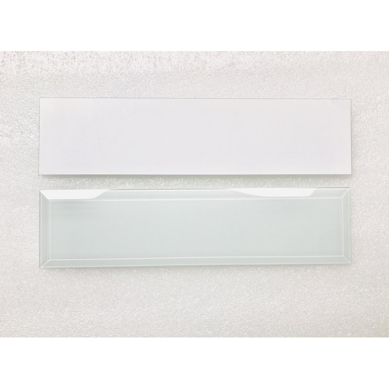 Carrelage mural de cuisine et de salle de bain en verre biseauté de qualité diamantée givré 3 po x 12 po Frosted Elegance