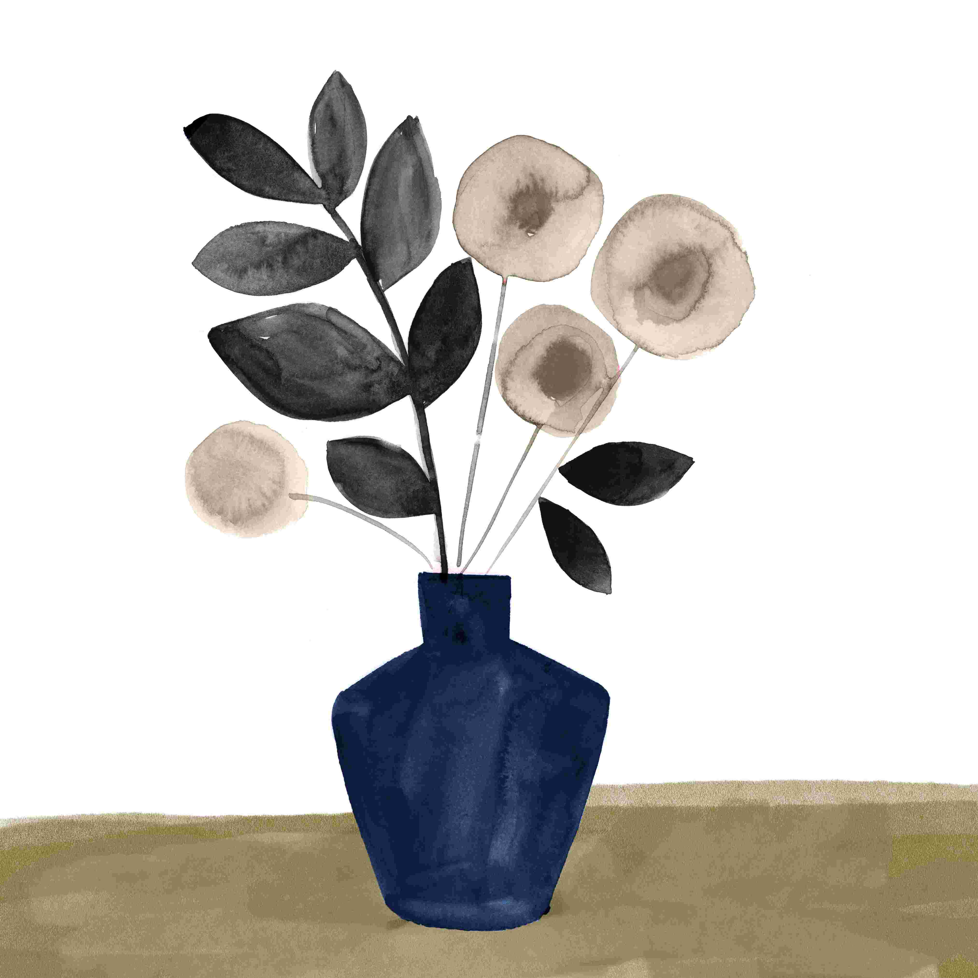 Winston Porter Simple Flowers Simple Vase - Wrapped Canvas Painting