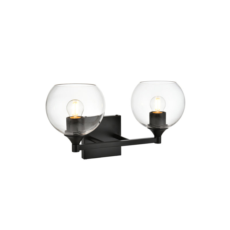 Lumière de meuble-lavabo à intensité variable, Noir, Deux lumières, H 9 po x l 16 po x P 16 po