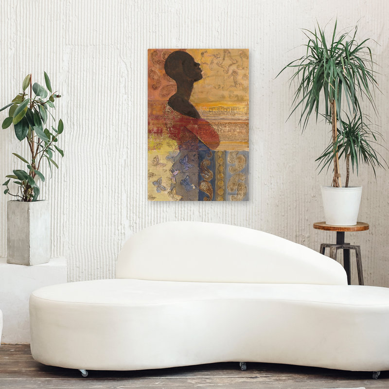 Les femmes du monde III abstrait contemporain bleu gris femme africaine, H 36 po x l 24 po