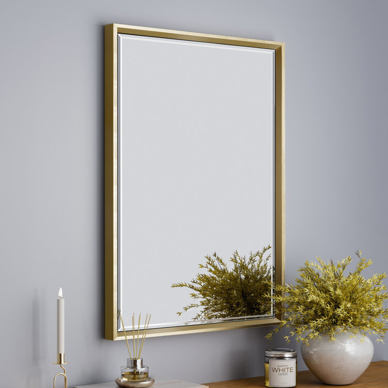 Miroir de salle de bain Lohoski, Or brossé, 30 po x 22 po