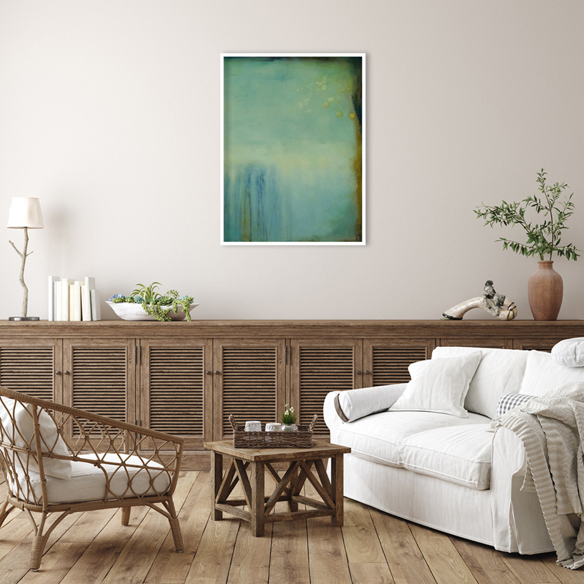 Whispering Souls II by Mauro Wood Framed Wall Art Print, White, 41" H x 31" W