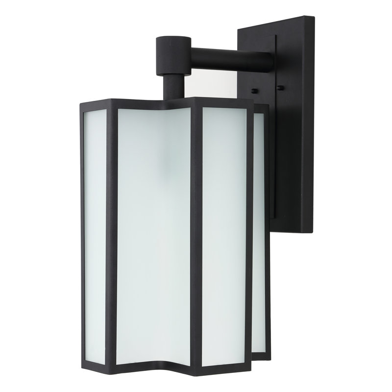 Lanterne murale d'extérieur en verre noir givré