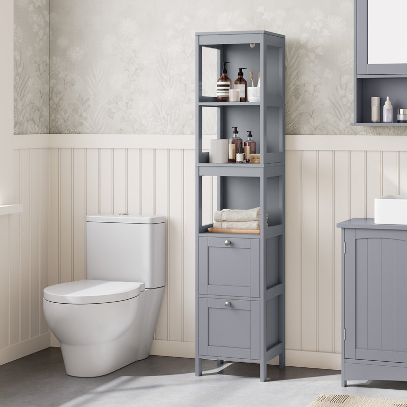 Armoire à linge autoportante Oxfordshire, Gris tourterelle / argent, 55,9 po x l 12 po x P 12 po
