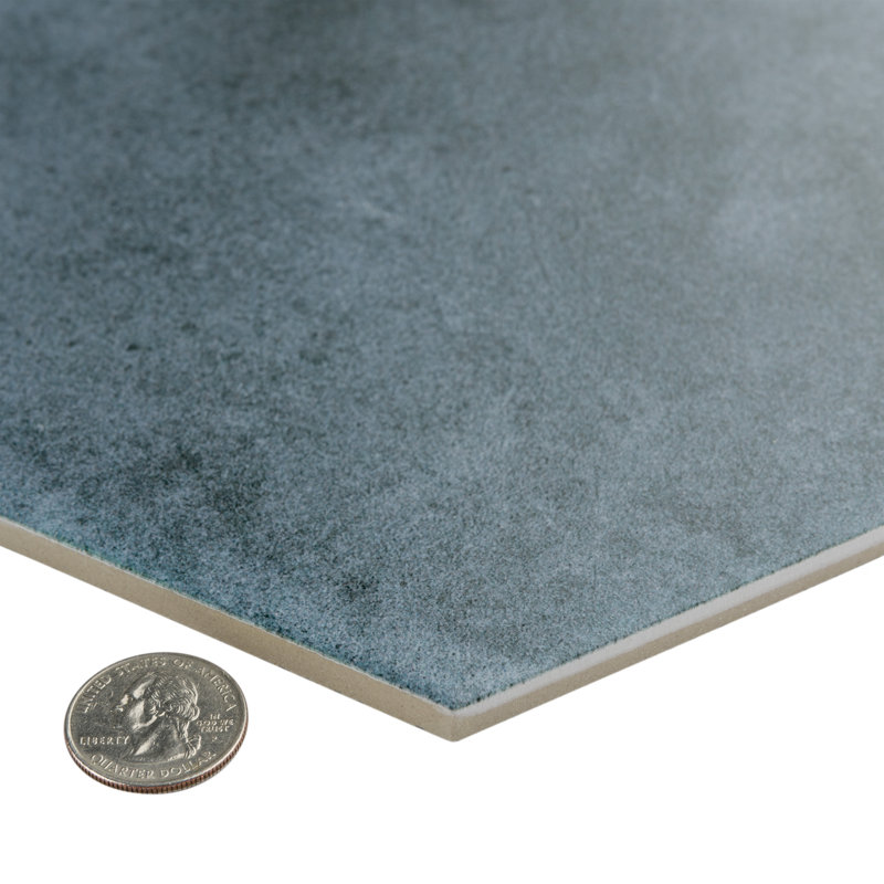 Matter Hex 7.88" x 9" Porcelain Stone Look Floor and Wall Tile, Blue