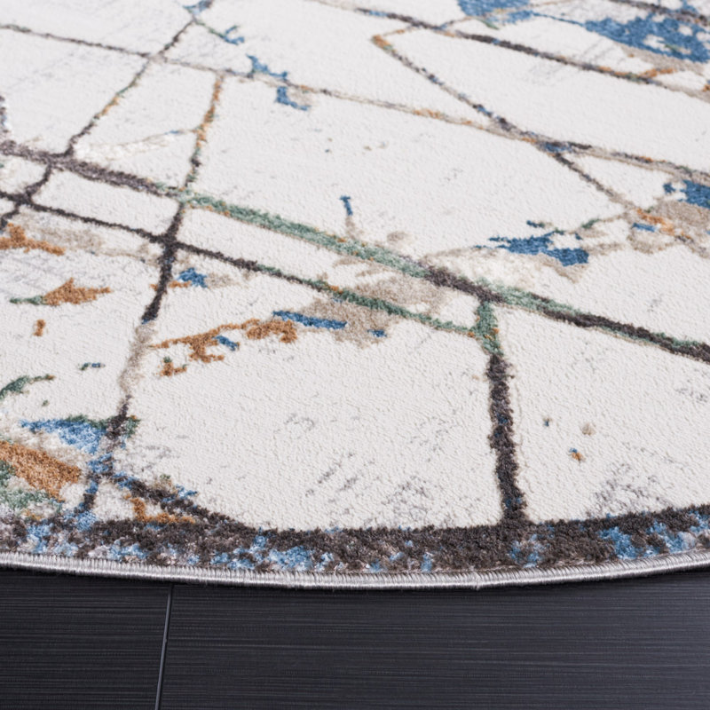 Tapis beige / gris Wayde, Rond 6 pi 7 po