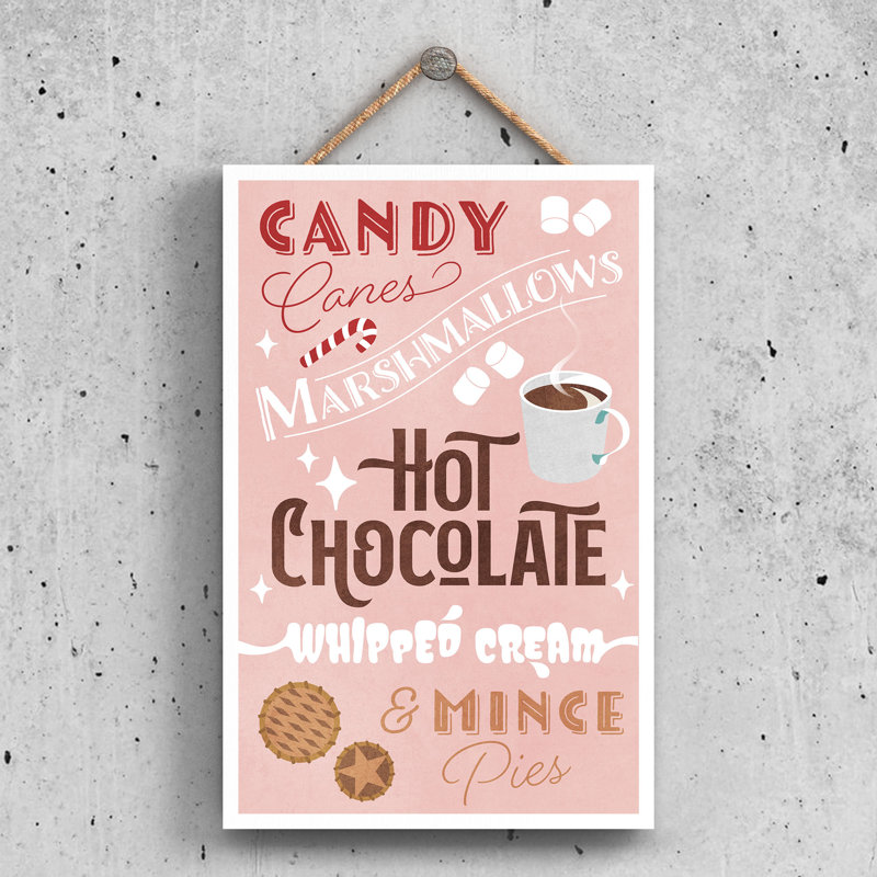 Xmas Candy Canes Wooden Plaque, 28.5cm H x 18.5cm W x 0.9cm D