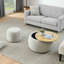 Repose-pieds rond avec rangement, fonction 2 en 1, table de bout avec repose-pieds, avec petit siège, gris clair (25 po x 25 po x 14,7 po)-1065459241