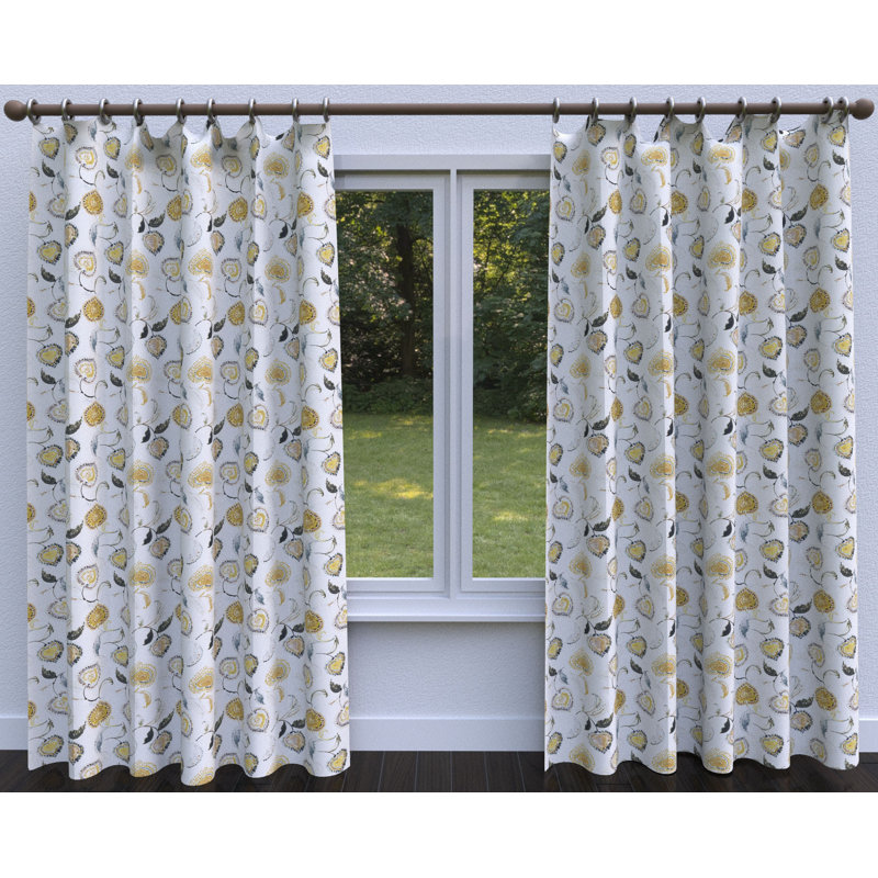 Tissu à imprimé floral, Jaune / Bleu