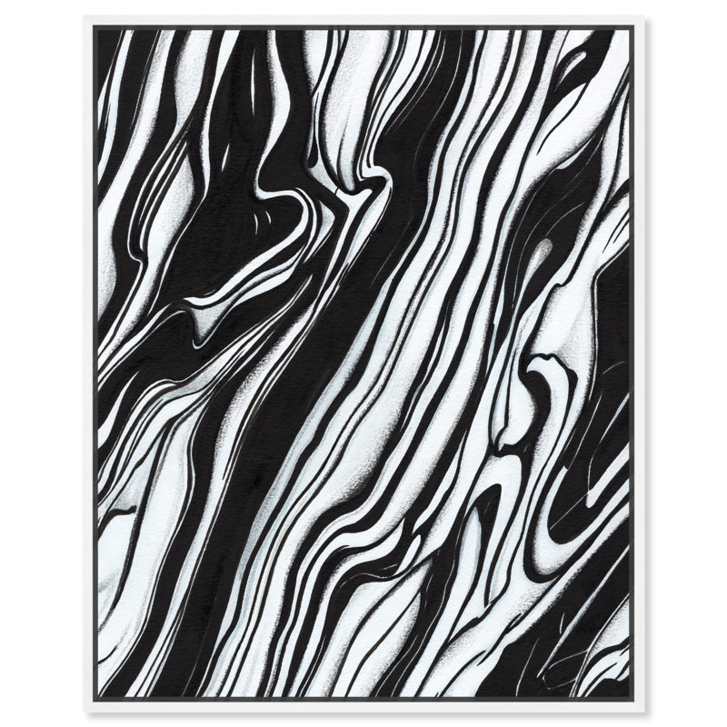 «Black Lines I», art moderne noir et blanc par Art Remedy, Cadre blanc, H 21 po x l 17 po