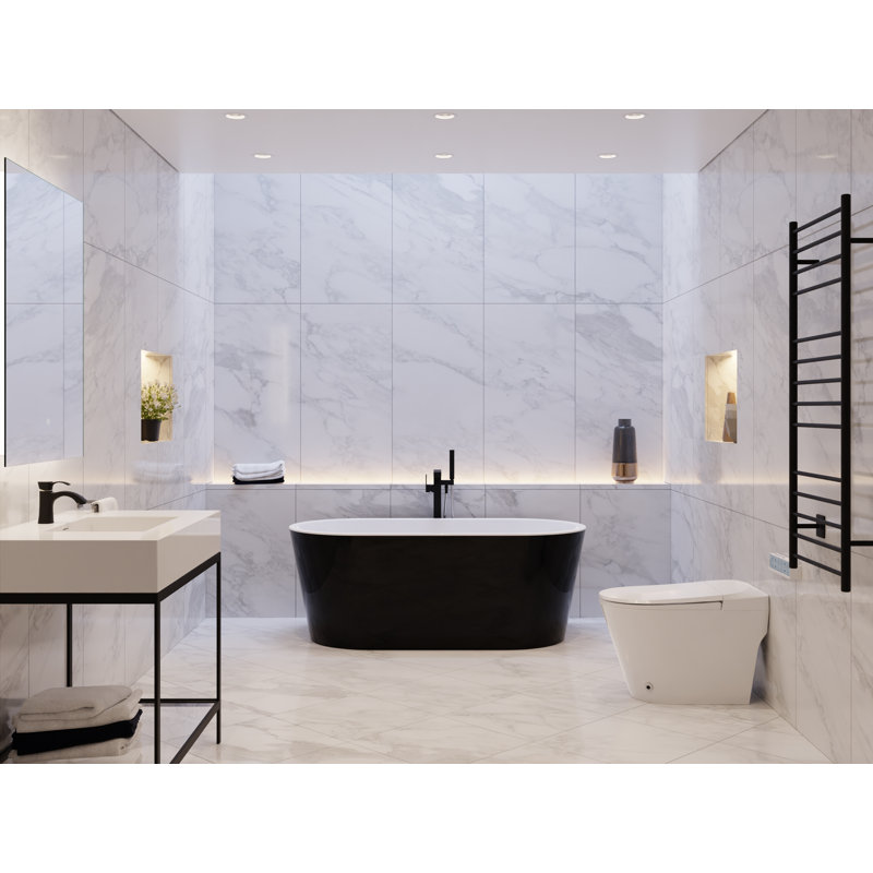Chand Series 59" Black and White Acrylic Freestanding Bathtub