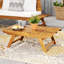 Table basse d'extérieur en bois d'acacia - Design à lattes ouvertes, naturel et durable