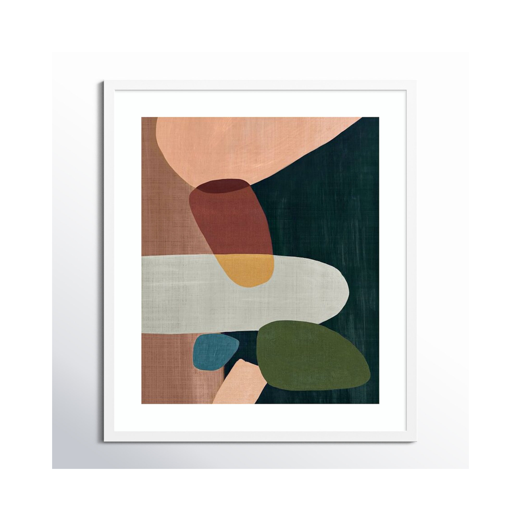 Stacking Pebbles I Mauve by Eva Watts, 33.5" H x 29" W x 0.75" D, Matte White