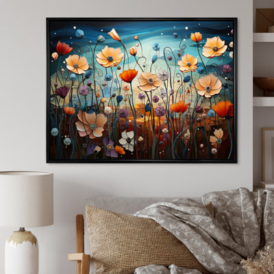 "Floral Rhapsody Pointillism Dot", reproduction d'art sur toile