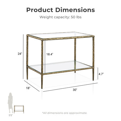 Lalia Modern Hammered Metal 1-Shelf End Table