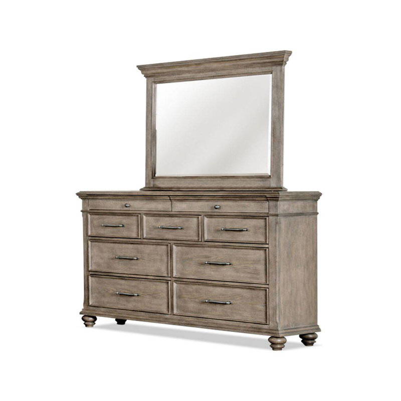 63.6" W Transitional Dresser, Aged Oak