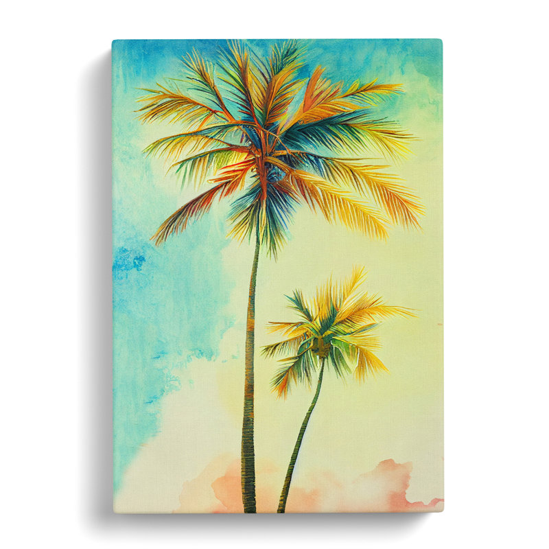 Watercolour Palm Trees - Wrapped Canvas, 50cm H x 35cm W x 3cm D