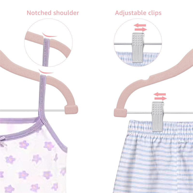 Bairiki Velvet Hangers With Clips, Pink