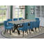 L'ensemble de table de cuisine 9 pièces comprend une table de salle à manger rectangulaire avec pieds en X et 8 chaises de salle à manger Parsons en tissu bleu, finition noire-1898322260-1898343184