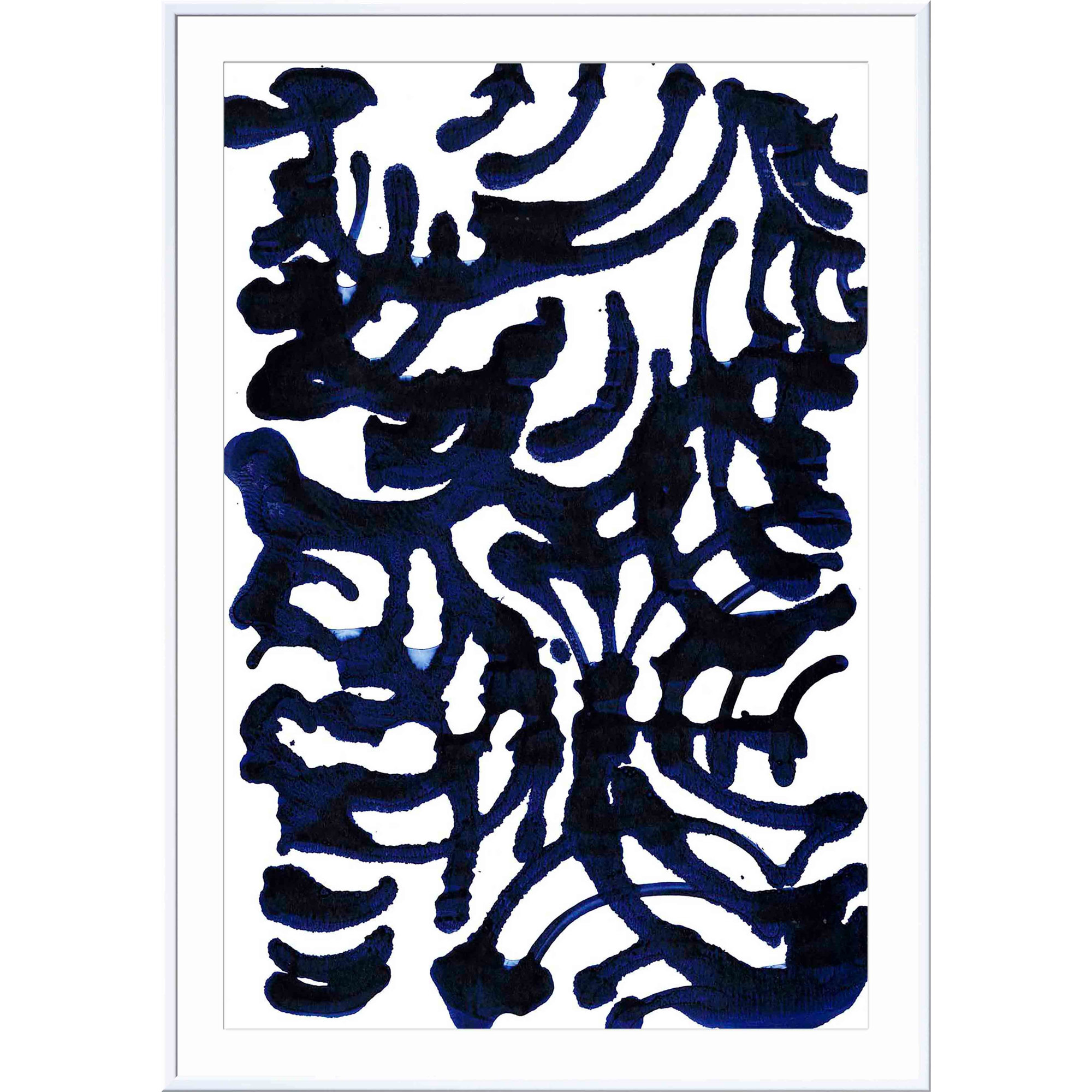 Indigo Swirls I by Jodi Fuchs, 40.09" H x 28.09" W x 1.1" D, White