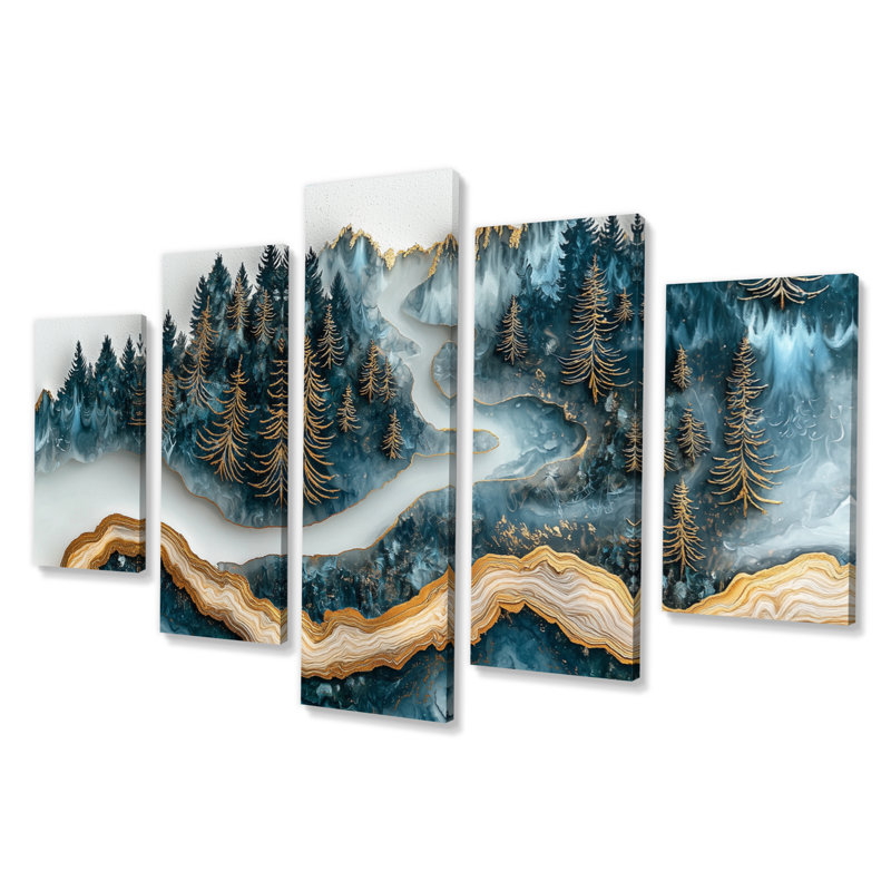 Paysage de forêt hivernale avec rivière en cristal III - Art mural forêt - décoration murale traditionnelle, 5