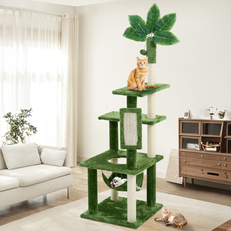 Arbre à chat 61 po H Greala avec hamac et lit plateforme, Beige