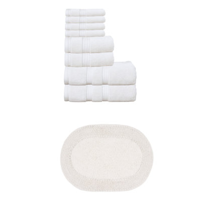Brunk Collection 100% Soft Cotton Bath Towel & 17x24" Bath Rug