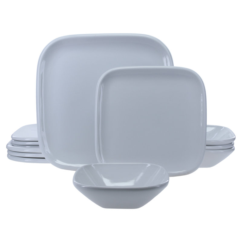 12-Piece, Impulse Square Dinnerware Set, White